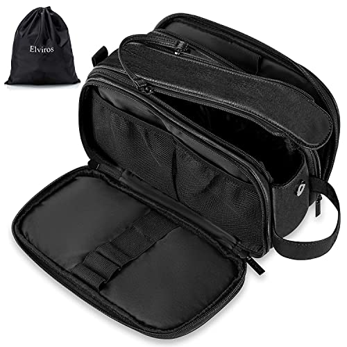 Elviros Travel Toiletry Bag for Men, Shaving Dopp Kit Water-resistant Bathroom Small Toiletries Organizer PU Leather Cosmetic Bags - Image 1