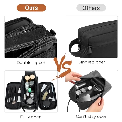 Elviros Travel Toiletry Bag for Men, Shaving Dopp Kit Water-resistant Bathroom Small Toiletries Organizer PU Leather Cosmetic Bags - Image 4