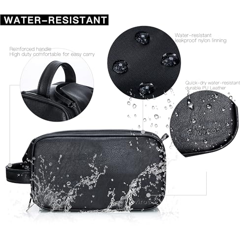 Elviros Travel Toiletry Bag for Men, Shaving Dopp Kit Water-resistant Bathroom Small Toiletries Organizer PU Leather Cosmetic Bags - Image 2