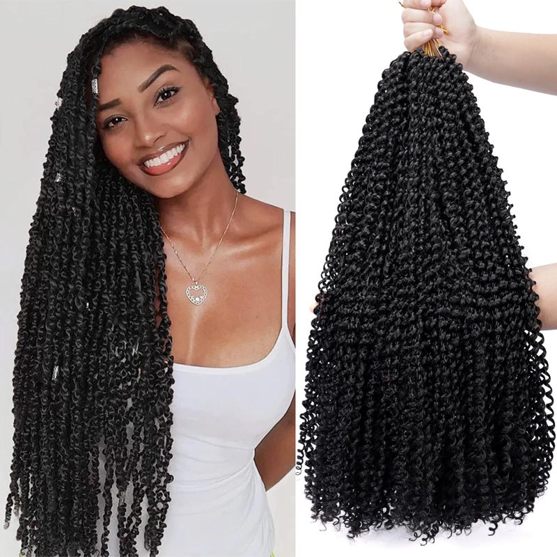 Dorsanee Passion Twist Hair 24 Inch 7 Packs Water Wave Crochet Hair Long Bohemian Curly Braiding Hair for Butterfly Locs Faux Locs Boho Style Spring Twist Crochet Braids 1B
