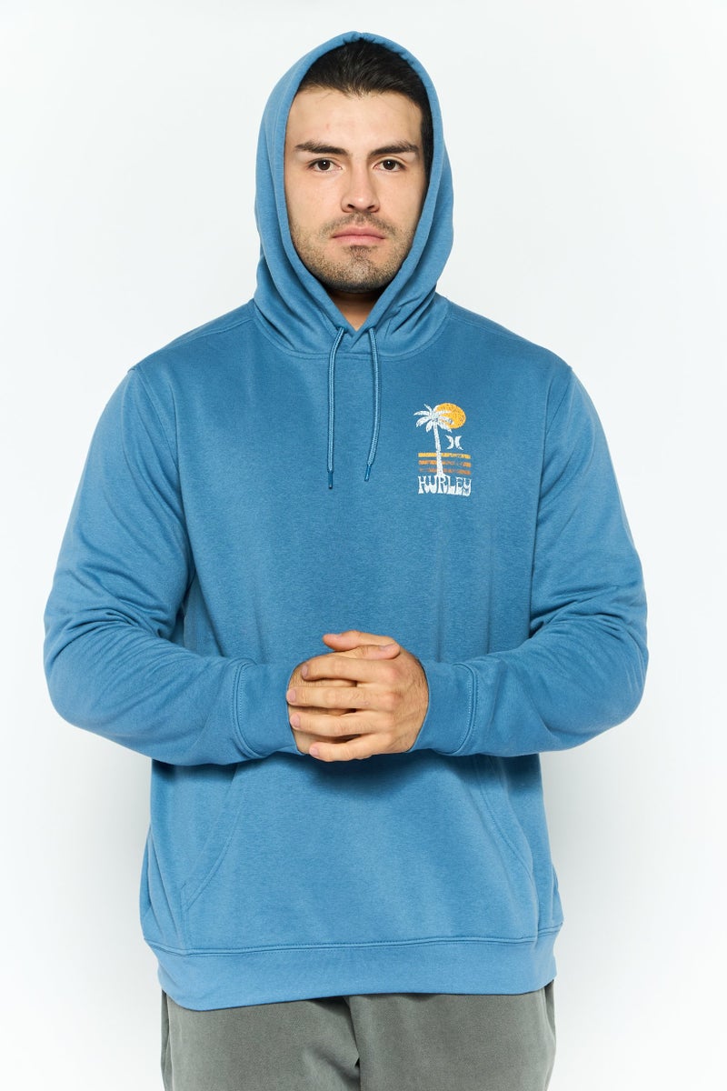Hurley ملابس رياضية للرجال بأكمام طويلة مناسبة، هوديز خارجي، أزرق مائل إلى الرمادي - Image 1