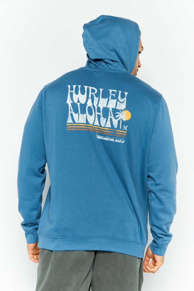 Hurley ملابس رياضية للرجال بأكمام طويلة مناسبة، هوديز خارجي، أزرق مائل إلى الرمادي - Image 4