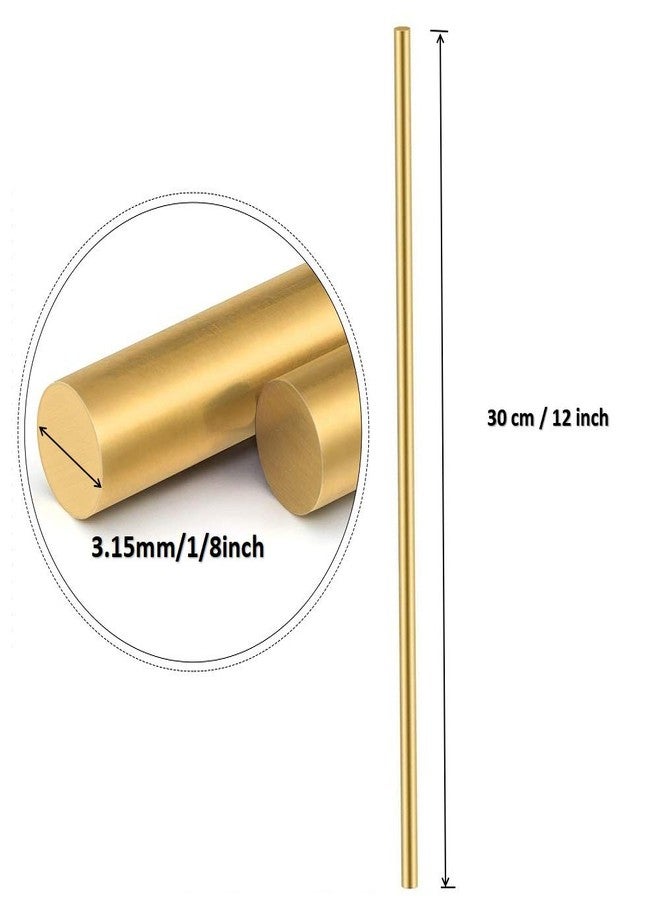 Comonc Solid Brass Round Rods with 1/8 Inch in Diameter 12 Inches in Length, C36000 - 8 Pieces - Image 2