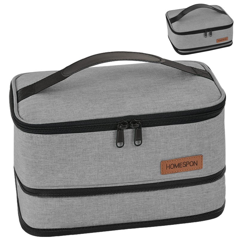 HOMESPON Expandable Lunch Bag for Men Women Insulated Lunch Box Holder with Handle for Picnics Work TravelGrey