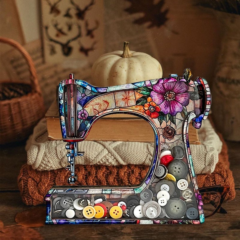 Sewing Machine Shaped Decorative Box Multi Layer Board Acrylic Storage for Buttons Agate Organizer - Image 2