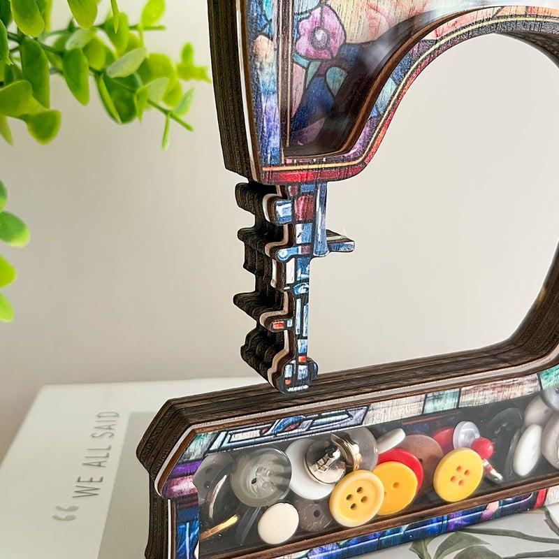 Sewing Machine Shaped Decorative Box Multi Layer Board Acrylic Storage for Buttons Agate Organizer - Image 5