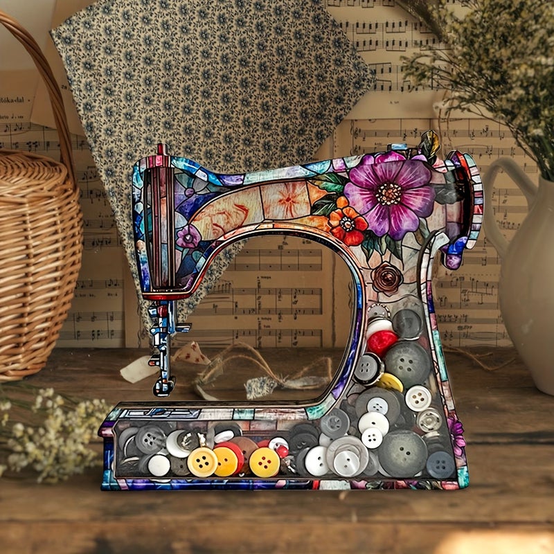 Sewing Machine Shaped Decorative Box Multi Layer Board Acrylic Storage for Buttons Agate Organizer - Image 1