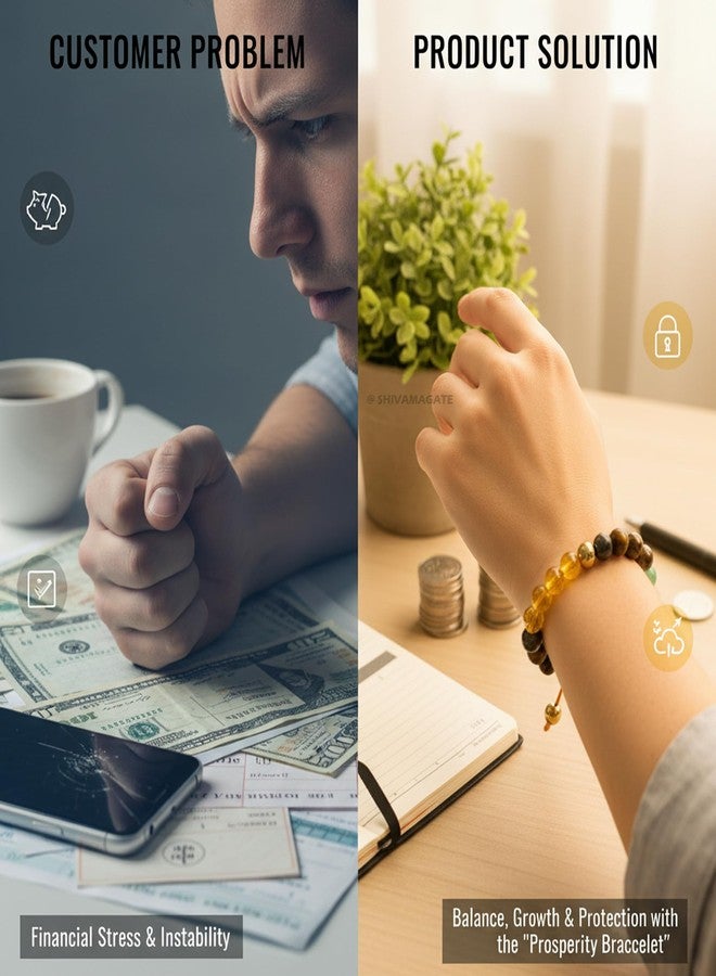 SHIVAMAGATE Money Magnet Gemstone Bracelet for Men & Women | Citrine Pyrite Tiger Eye Green Aventurine Hematite 8mm Beads | Wealth Success Prosperity Reiki Energy Bracelet | Unisex (Pack of 1) - Image 5
