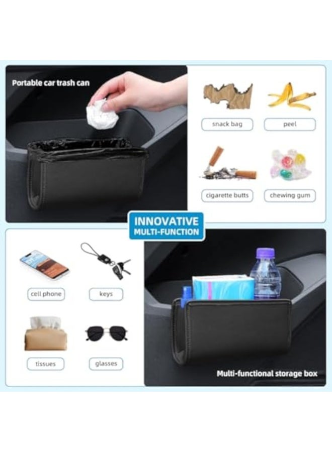 Generic NALACAL Car Trash Can, Leather Car Trash Bin Door Organizer with a Roll of Garbage Bag, Leakproof Mini Trash, Foldable Hanging Mini Cars Storage, Must Have Essentials Interior Accessories, Black - Image 4