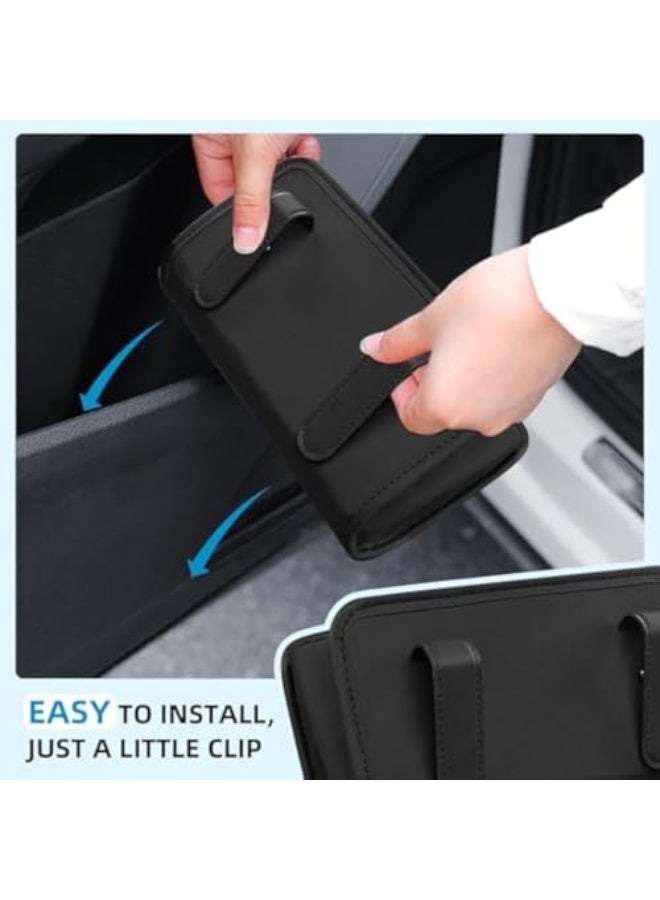 Generic NALACAL Car Trash Can, Leather Car Trash Bin Door Organizer with a Roll of Garbage Bag, Leakproof Mini Trash, Foldable Hanging Mini Cars Storage, Must Have Essentials Interior Accessories, Black - Image 2
