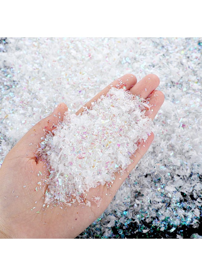 Hungdao Hungdao Christmas Artificial Snow Glitter for Crafts Xmas Twinkles Snowflakes Fake Snow Powder Filler Sparkly White Faux Snow for Village Globe Winter Christmas Party DIY Arts Decoration, 3.8 Ounce  - Image 1