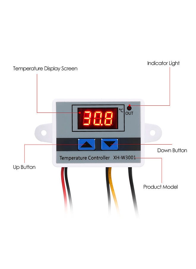 Generic Intelligent Digital Microcomputer Temperature Controller with LED-Display Mini Thermostat Switch Heating/Cooling Temperature Control Switch with Water-resistant Sensor Probe  - Image 1