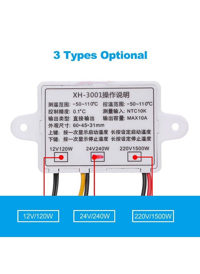 Generic Intelligent Digital Microcomputer Temperature Controller with LED-Display Mini Thermostat Switch Heating/Cooling Temperature Control Switch with Water-resistant Sensor Probe  - Image 5