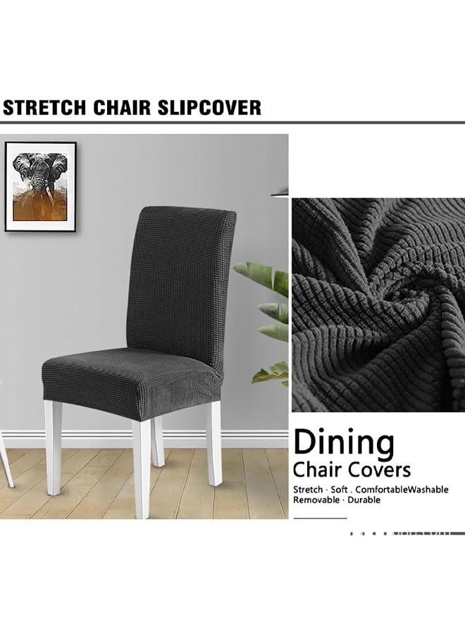 DUNISO 4 Pcs Dining Chair Covers，Stretch Chair Seat Protector Covers，Soft Jacquard Fabric Chair Slipcovers， Removable and Washable，suitable for Dinning Room, Old Chair, Wedding Ceremony ，Beige  - Image 5