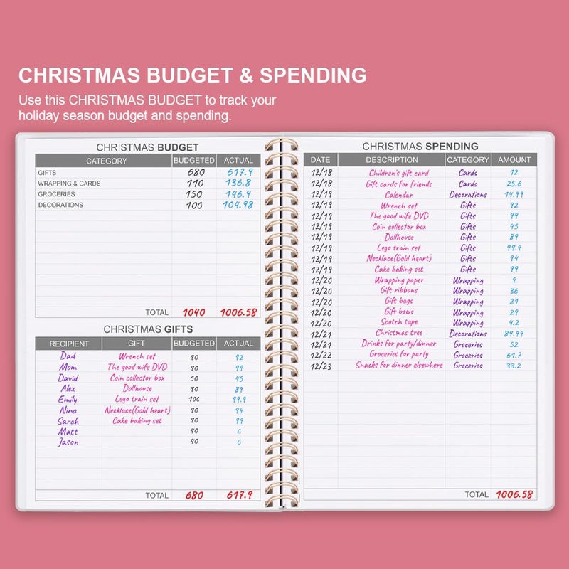 Getvow Budget Planner - Monthly Budget Book with Expense Tracker Notebook, Undated 12 Month Bill Organizer & Finance Planner to Manage Your Money, Account Book with Colorful Tabs, 5.8" x 8.5", Pink Watercolor - Image 4