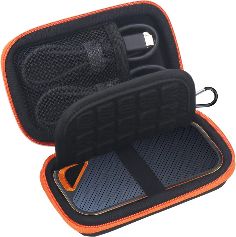 Lacdo Hard Carrying Case for SanDisk Extreme Pro/SanDisk Extreme Portable External SSD 500GB 1TB 2TB 4TB USB-C Solid State Drive EVA Shockproof Water Repellent Protective Storage Travel Bag, Orange - Image 1