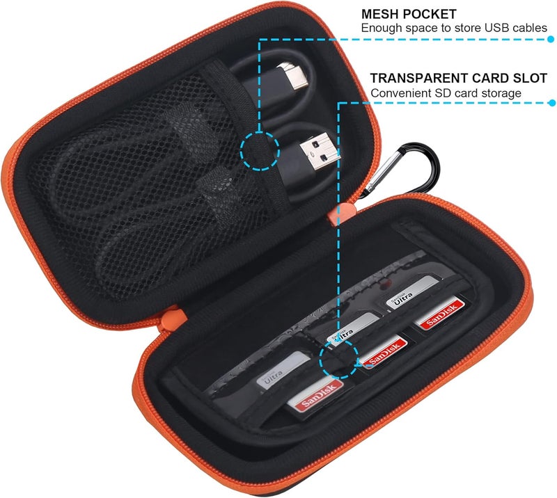 Lacdo Hard Carrying Case for SanDisk Extreme Pro/SanDisk Extreme Portable External SSD 500GB 1TB 2TB 4TB USB-C Solid State Drive EVA Shockproof Water Repellent Protective Storage Travel Bag, Orange - Image 4
