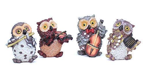 DEQUERA DEQUERA Owl ShowpieceFigurinesStatues for Good Luck Playing Musical Instruments for Home Office Decor showpiece Decorative Gifting Items Set of 4 Owl Showpiece Style3 - Image 2
