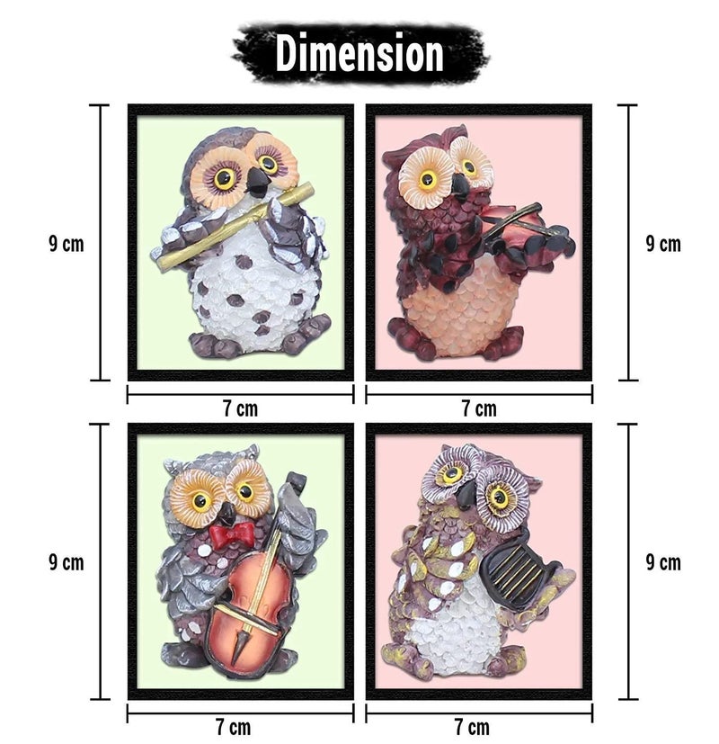 DEQUERA DEQUERA Owl ShowpieceFigurinesStatues for Good Luck Playing Musical Instruments for Home Office Decor showpiece Decorative Gifting Items Set of 4 Owl Showpiece Style3 - Image 3