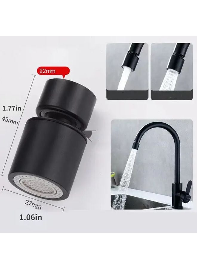 Black 360 Degree Swivel Faucet Extender Water Saving Splash Proof Tap Aerator 1pc - Image 2