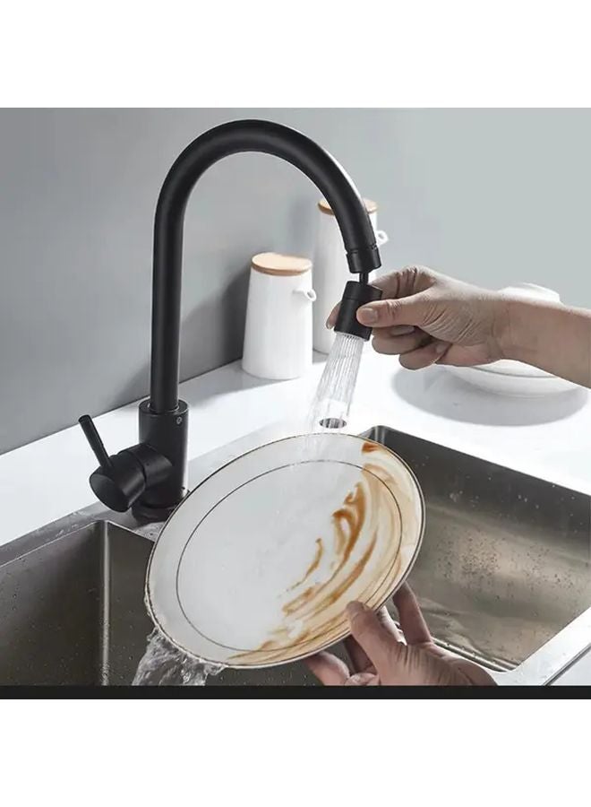 Black 360 Degree Swivel Faucet Extender Water Saving Splash Proof Tap Aerator 1pc - Image 3