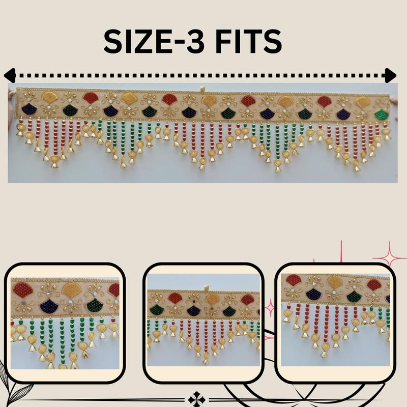 PREETENCY PREETENCYGolden Cotton lace Patti with Beads latkan Toran for Home Decoration | Door Hanging for Main Entrance, 37 Inche Size (LACE Beads)  - Image 4