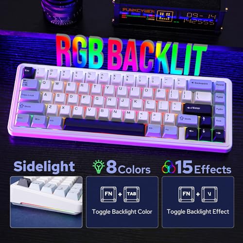 EPOMAKER x Aula F65 65% Wireless Mechanical Keyboard, Hot Swappable Gasket Custom Gaming Keyboard with Five-Layer Padding, RGB Backlit, Bluetooth/2.4GHz/USB-C (Light Blue, Reaper Switch) - Image 5