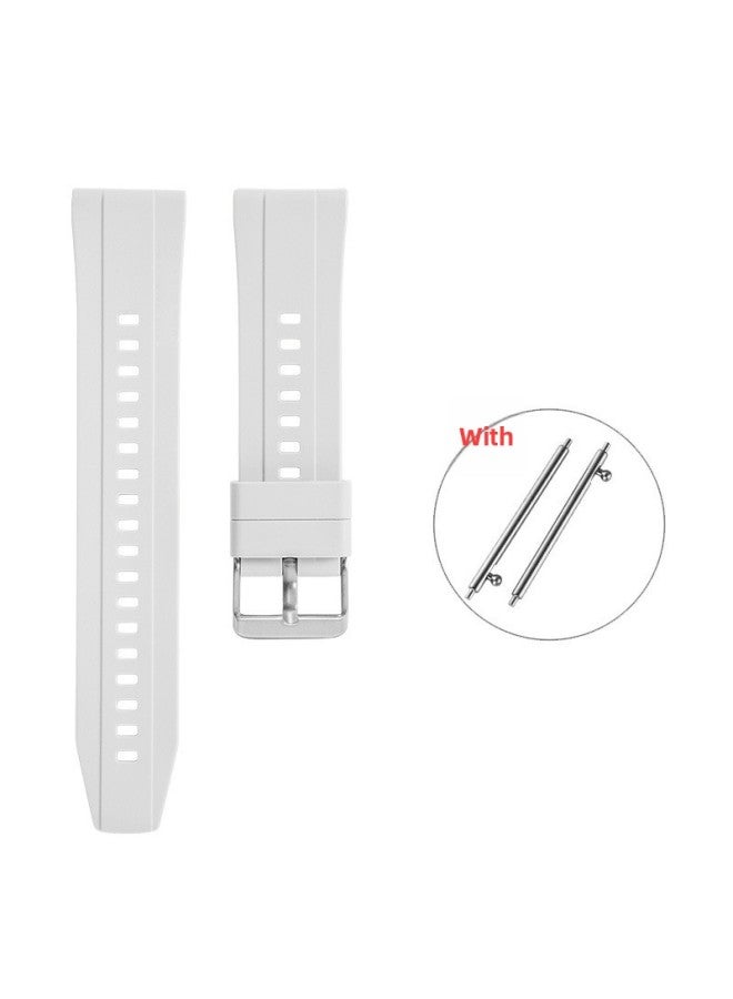 [ready Stock] Suitable For Huawei WatchGT4 Silicone Universal Watch Strap/gt2/gt3 With Quick Release Switch Earrings-Color:C2 White-silver Buckle-Specifications:20MM  - Image 1