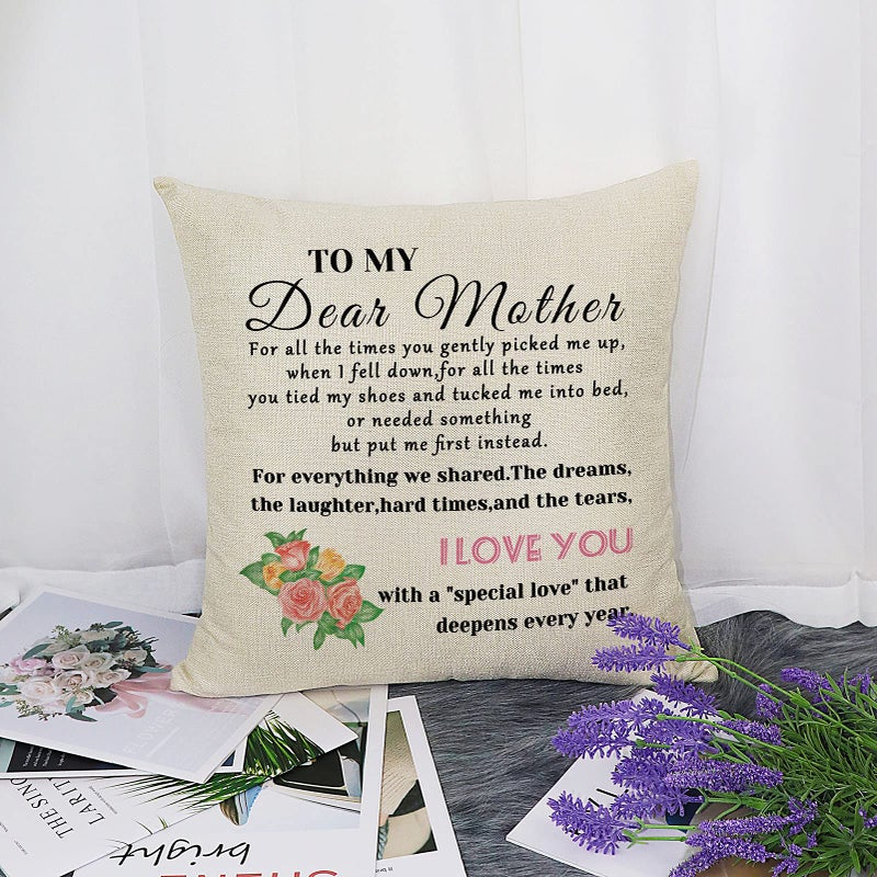 Mikela,Throw Pillow Cover Pillowcase Mother Birthday Gifts to Mom MotherinLaw Stepmother Gifts Mothers Day Mommy Gifts Decorative Pillow Case Cushion Cover Sofa 18x18In, Offwhite - Image 5