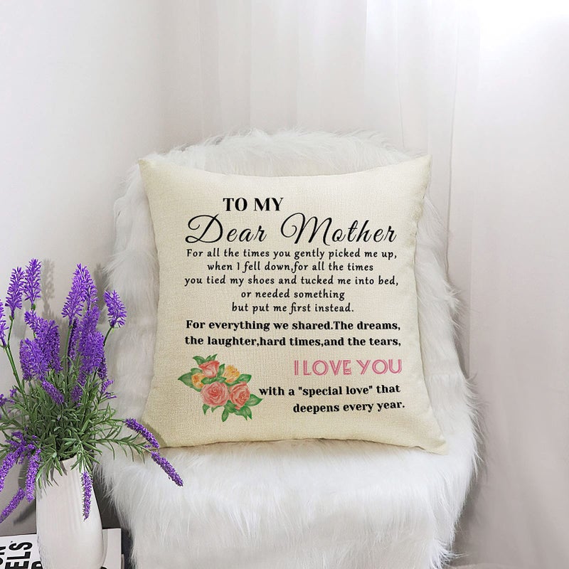Mikela,Throw Pillow Cover Pillowcase Mother Birthday Gifts to Mom MotherinLaw Stepmother Gifts Mothers Day Mommy Gifts Decorative Pillow Case Cushion Cover Sofa 18x18In, Offwhite - Image 3