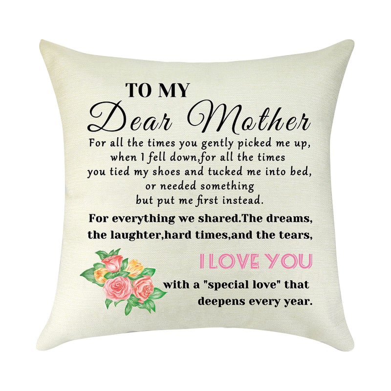 Mikela,Throw Pillow Cover Pillowcase Mother Birthday Gifts to Mom MotherinLaw Stepmother Gifts Mothers Day Mommy Gifts Decorative Pillow Case Cushion Cover Sofa 18x18In, Offwhite - Image 1