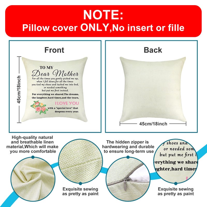Mikela,Throw Pillow Cover Pillowcase Mother Birthday Gifts to Mom MotherinLaw Stepmother Gifts Mothers Day Mommy Gifts Decorative Pillow Case Cushion Cover Sofa 18x18In, Offwhite - Image 4