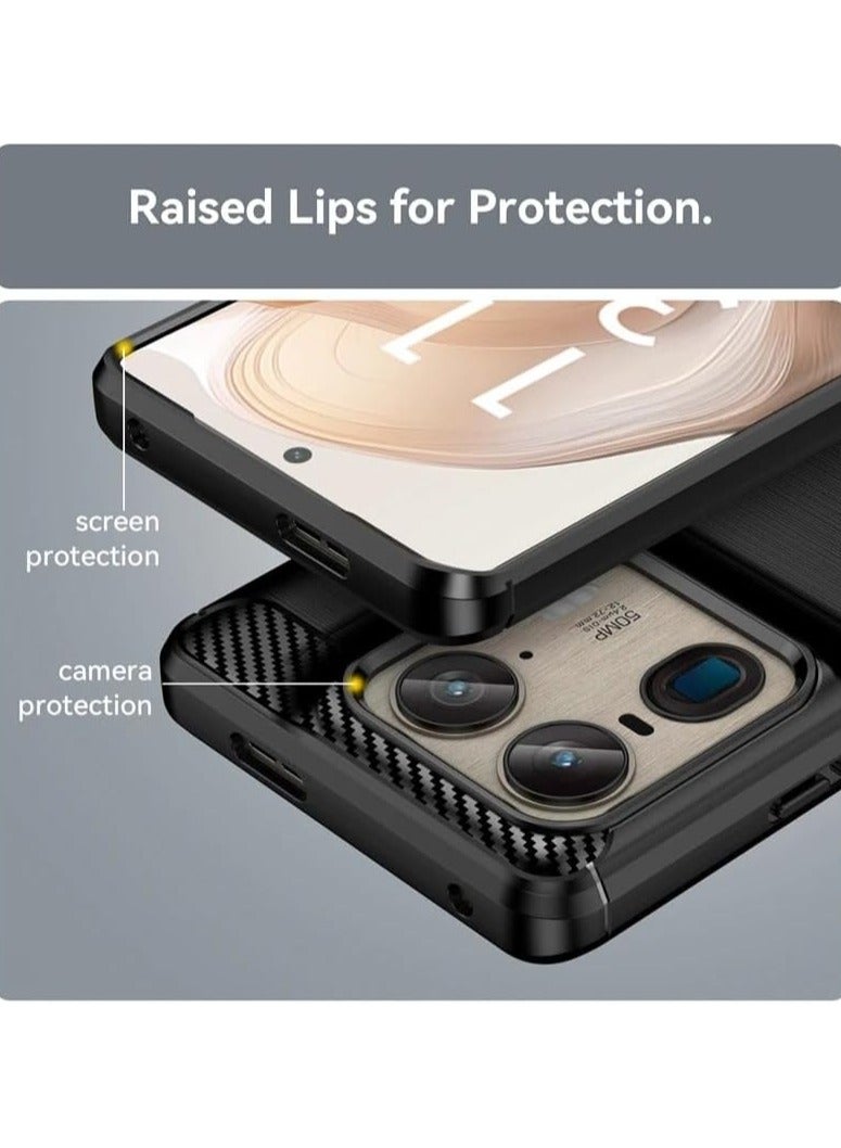 general Case Compatible with Motorola Edge 50 Ultra, Soft TPU Carbon Fiber Texture Anti-Scratch Shockproof Phone Case Ultra Slim Anti-Drop Rugged Bumper Cover for Moto Edge 50 Ultra - Image 3