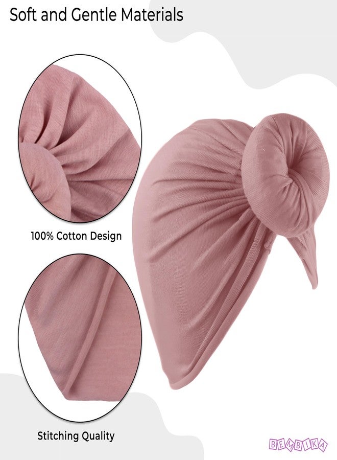 BEMBIKA Beanie Bun Headband for Baby Girls Soft & Stretchy Hair Accessories, Stylish Newborn & Toddler Headband - (3–36 Months | Periwinkle) - Image 4