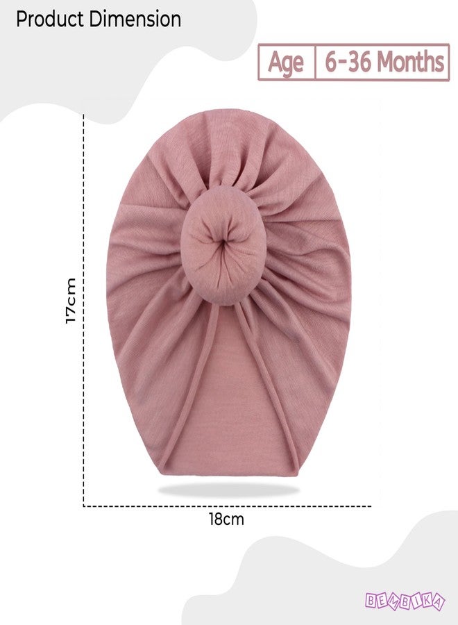 BEMBIKA Beanie Bun Headband for Baby Girls Soft & Stretchy Hair Accessories, Stylish Newborn & Toddler Headband - (3–36 Months | Periwinkle) - Image 3