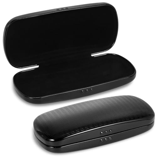 Hifot Metal Eyeglass Case, Glasses Case Hard Shell, Aluminum Spectacles Box Sunglasses Case for Men Women Kids, Reading Glasses Holder, Black, One Size - Image 1