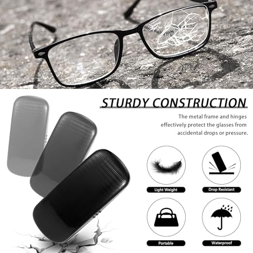 Hifot Metal Eyeglass Case, Glasses Case Hard Shell, Aluminum Spectacles Box Sunglasses Case for Men Women Kids, Reading Glasses Holder, Black, One Size - Image 3