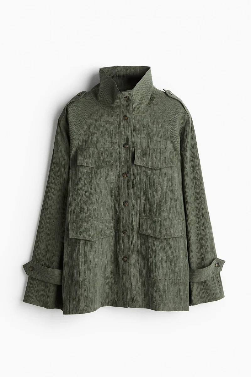 H&M Textured-Weave Utility Shirt