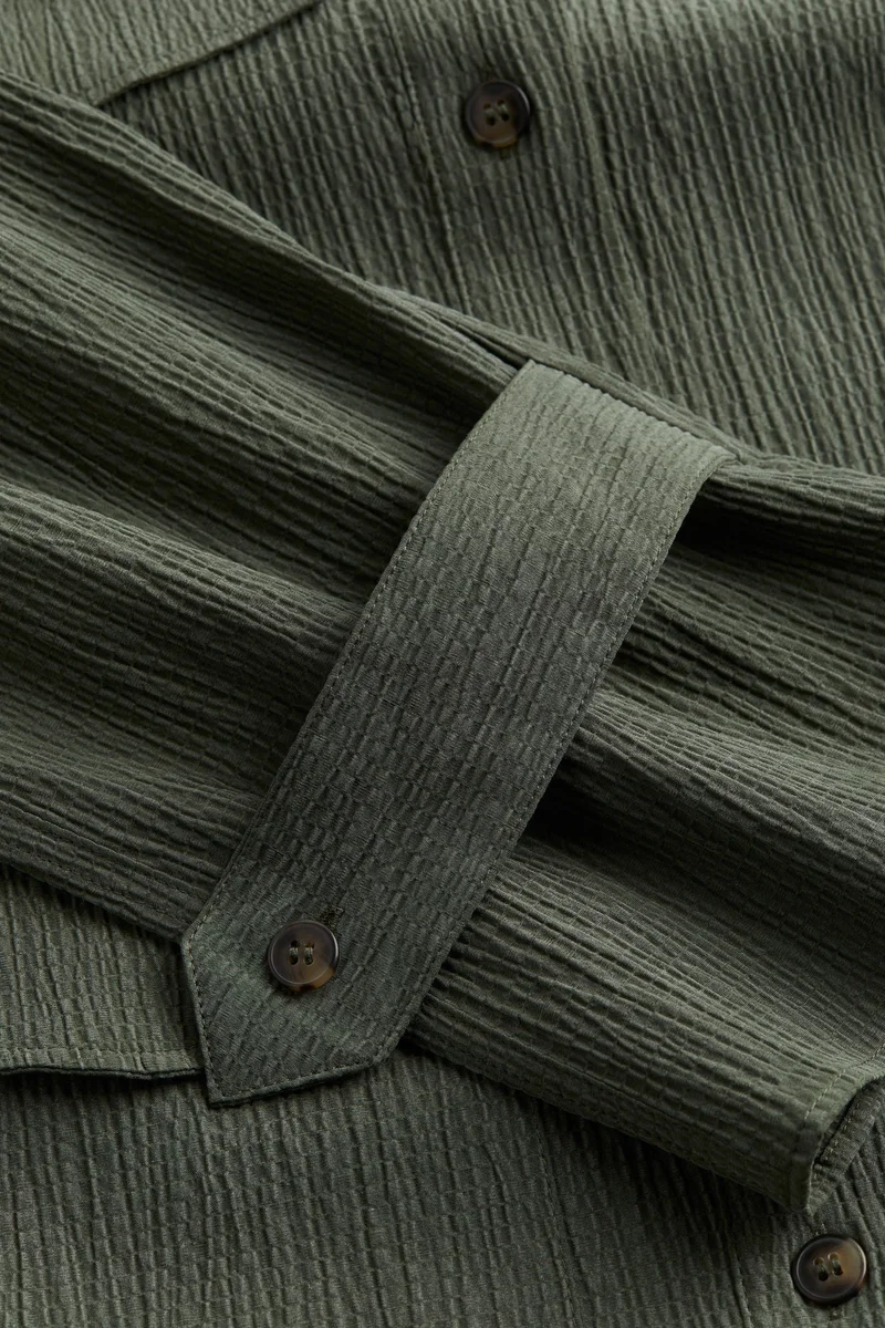H&M Textured-Weave Utility Shirt