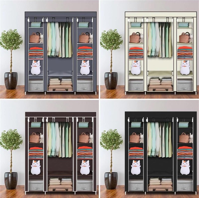 AsolBD Portable Wardrobe ( ) for clothing Storage Organizer with Non-Woven Fabric Clothes Closet, Extra Strong and Durable, Quick and Easy to Assemble 150 X 45 X 175 CM (Grey) - Image 3