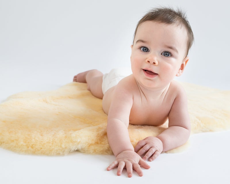 Woolino Sheepskin Luxuriously Soft Fluffy Rug for Bedroom, 100% Natural Australian Merino Wool Lambskin Baby Carpet - Flax - Image 4