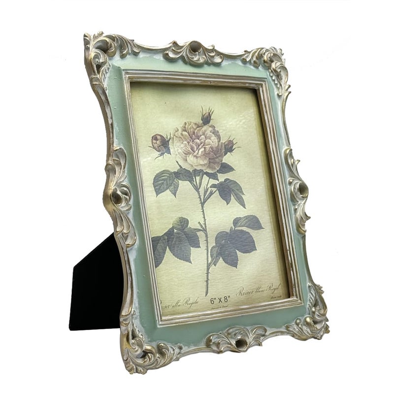 CISOO 6x8 Vintage Picture Frame Antique Ornate Green Photo Frame, for Table Top and Wall Display, Decorative Floral Design Retro Home Decor, Photo Gallery Art - Image 5