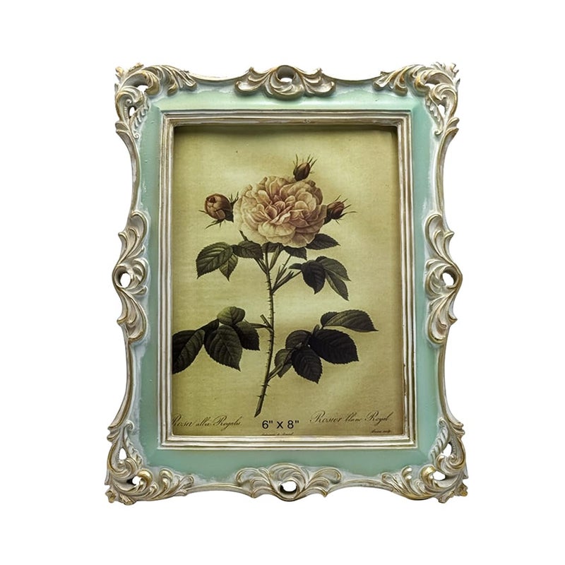 CISOO 6x8 Vintage Picture Frame Antique Ornate Green Photo Frame, for Table Top and Wall Display, Decorative Floral Design Retro Home Decor, Photo Gallery Art - Image 1