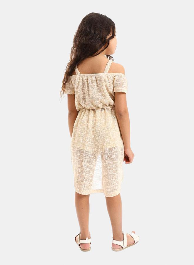 kady Elastic Waist Off Shoulders Dressgirls beige 10 - Image 3
