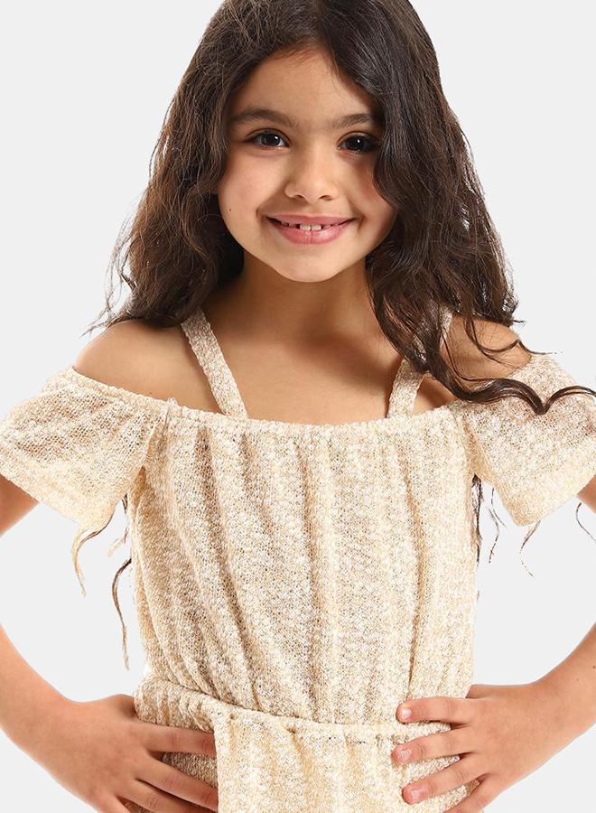 kady Elastic Waist Off Shoulders Dressgirls beige 10 - Image 4