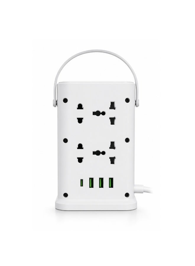N86 Power Tower 2500W, 8 Universal Sockets, 3 USB Ports & 1 Type-C Port, Power Extension Socket with On/Off Switch - Image 1