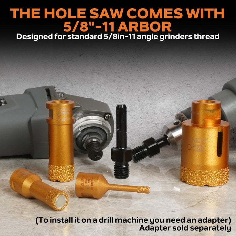 KSEIBI 615235 Diamond Hole Saw, 1-3/8 Inch (35mm) Diamond Core Drill Bit for Porcelain, Ceramic, Granite Drill Bits, Brick, Marble, Vacum Brazed, 2" Drilling Depth, 5/8"-11 Thread, for Angle Grinder - Image 5