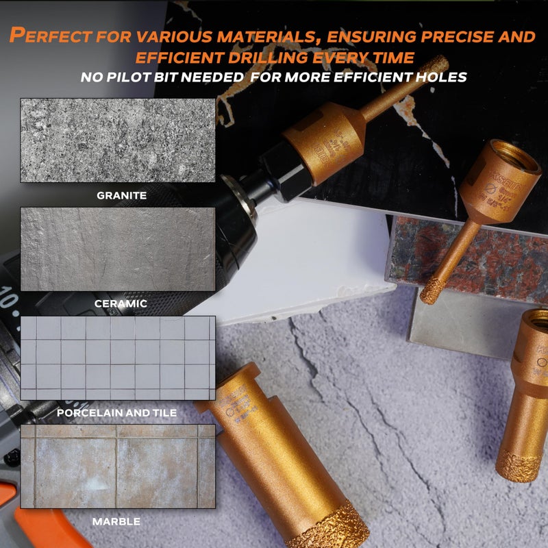 KSEIBI 615235 Diamond Hole Saw, 1-3/8 Inch (35mm) Diamond Core Drill Bit for Porcelain, Ceramic, Granite Drill Bits, Brick, Marble, Vacum Brazed, 2" Drilling Depth, 5/8"-11 Thread, for Angle Grinder - Image 4