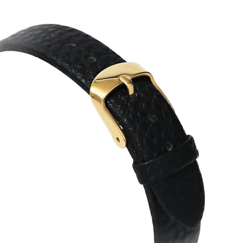 CILOA Women's Leather Strap Watch Dainty Elegant Gold Watches for Women Classic Casual Fashion Square Ladies Watch Gifts Present for Her.(Balck) - Image 3