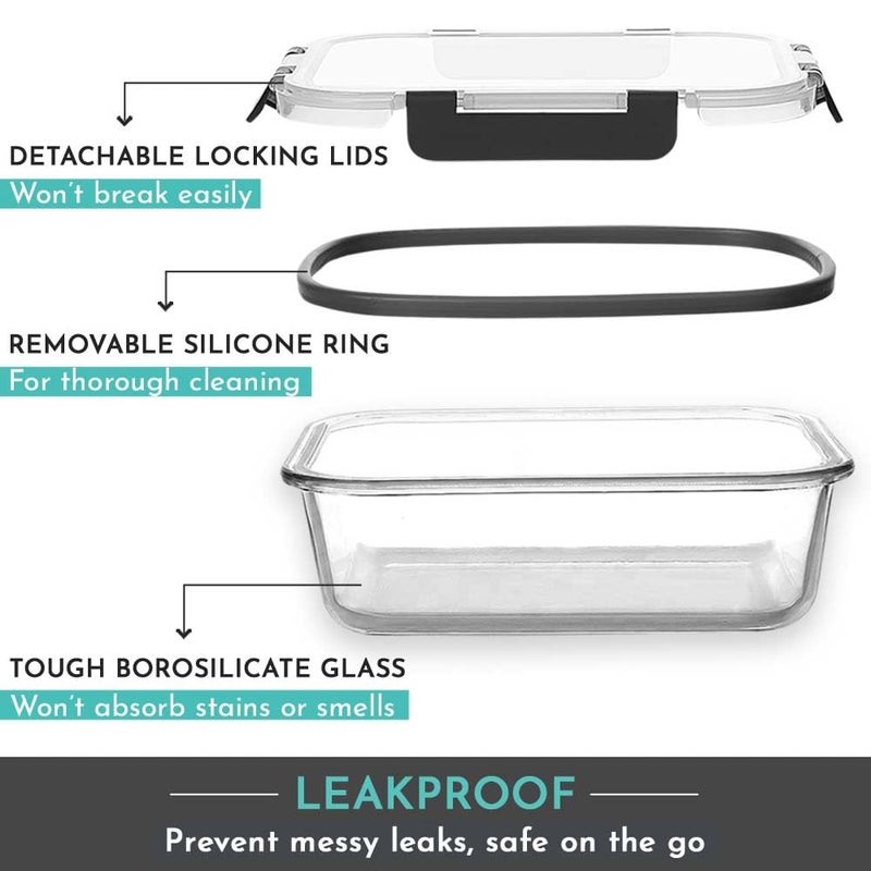 Magnus Magnus G-Lock Glass Lunch Box – 1040ML Rectangle Container with Break-Free Detachable Lock – Oven & Microwave Safe Borosilicate Glass – Kitchen Essentials, Lunch Boxes for Office Men - Image 4